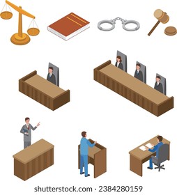 Trial and law illustration set