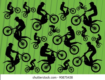 Trial motorbikes illustration collection background