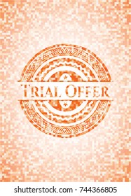 Trial Offer abstract emblem, orange mosaic background