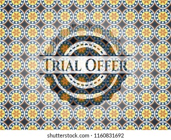 Trial Offer arabic badge background. Arabesque decoration.