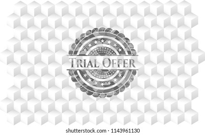 Trial Offer grey emblem with cube white background