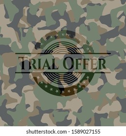 Trial Offer on camo pattern. Vector Illustration. Detailed.