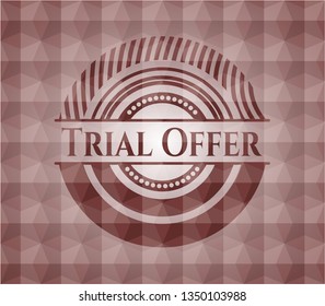 Trial Offer red geometric emblem. Seamless.