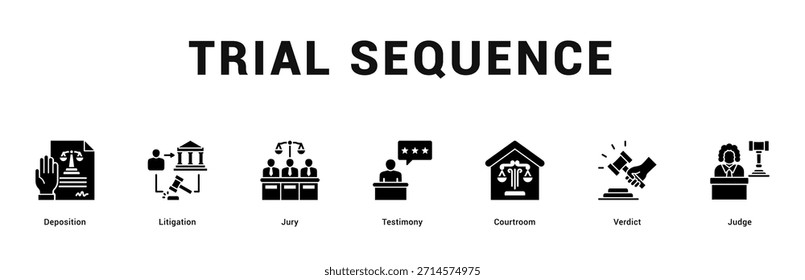 Testsequenz Moderne und saubere Web-Banner-Illustration mit thematischen Symbolen für visuelle Kommunikation