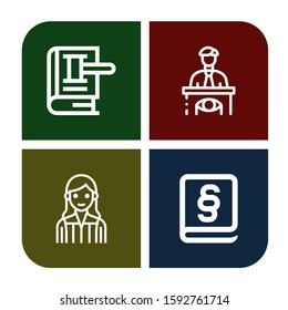trial simple icons set. Contains such icons as Law, Eyewitness, Judge, can be used for web, mobile and logo
