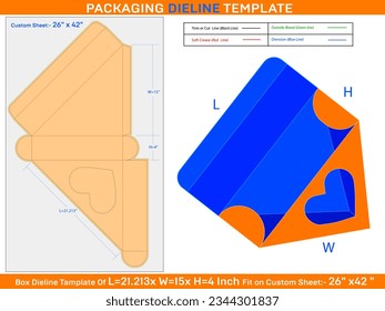 Triangel Heart Box Dieline 21.213x15x4 inch