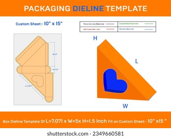 Triangel Heart Display Gift Box Dieline 7.071x5x1.5 inch