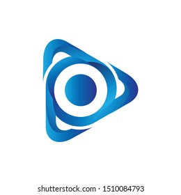 triangel media logo design concept template vector
