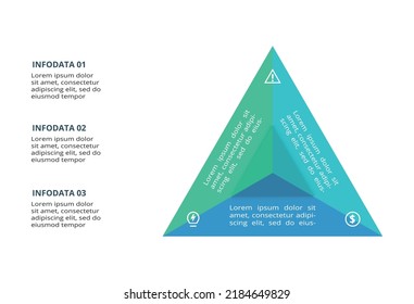 Triangle with 3 elements, infographic template for web, business, presentations, vector illustration. Business data visualization.