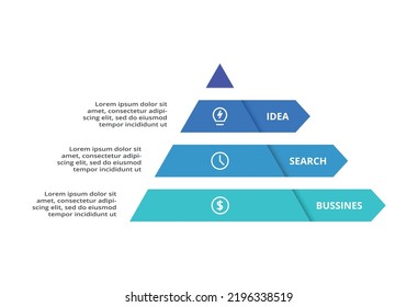 Triangle with 3 elements, infographic template for web, business, presentations, vector illustration. Business data visualization.