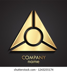 triangle 3d golden geometric logo