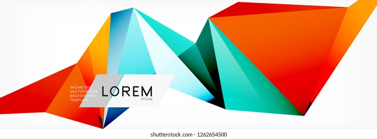 Estilo de arte poligonal triangular 3d. Diseño geométrico futuro. Geometría vectorial, decoración futurista.