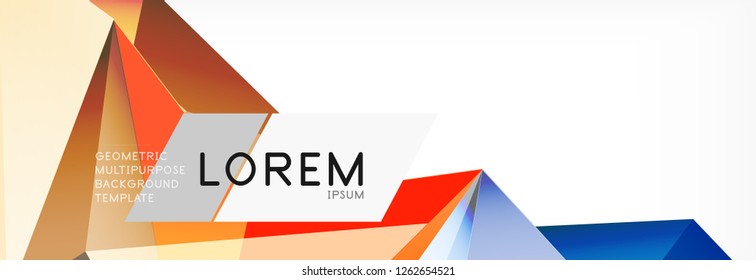 Triangle 3d polygonal art style. Future geometric design. Vector geometry futuristic decoration.