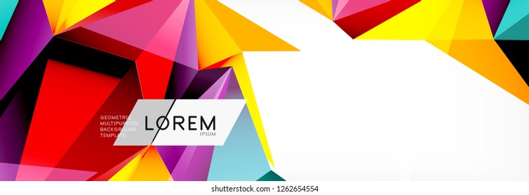 Triangle 3d polygonal art style. Future geometric design. Vector geometry futuristic decoration.