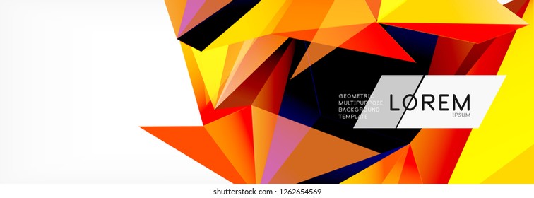 Estilo de arte poligonal triangular 3d. Diseño geométrico futuro. Geometría vectorial, decoración futurista.