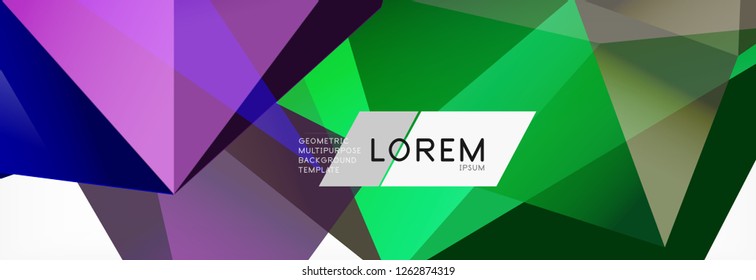 Estilo de arte poligonal triangular 3d. Futuro design geométrico. Decoração futurista de geometria vetorial.