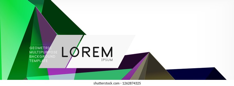 Triangle 3d polygonal art style. Future geometric design. Vector geometry futuristic decoration.