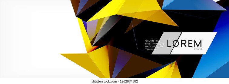 Estilo de arte poligonal triangular 3d. Diseño geométrico futuro. Geometría vectorial, decoración futurista.