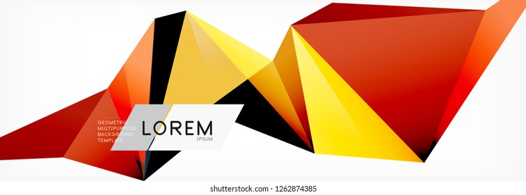 Estilo de arte poligonal triangular 3d. Diseño geométrico futuro. Geometría vectorial, decoración futurista.