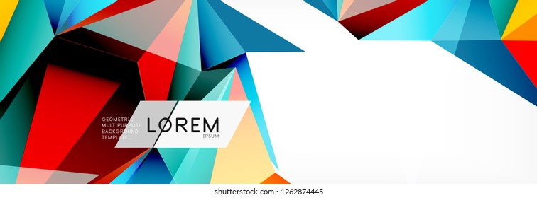 Triangle 3d polygonal art style. Future geometric design. Vector geometry futuristic decoration.