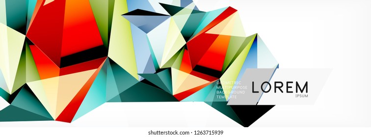 Estilo de arte poligonal triangular 3d. Diseño geométrico futuro. Geometría vectorial, decoración futurista.