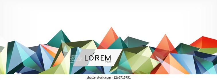 Triangle 3d polygonal art style. Future geometric design. Vector geometry futuristic decoration.
