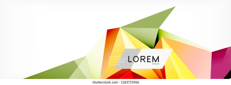Estilo de arte poligonal triangular 3d. Futuro design geométrico. Decoração futurista de geometria vetorial.