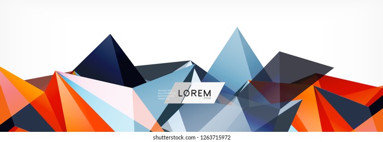 Triangle 3d polygonal art style. Future geometric design. Vector geometry futuristic decoration.