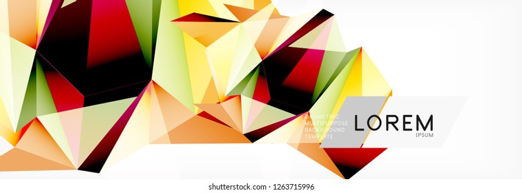 Estilo de arte poligonal triangular 3d. Diseño geométrico futuro. Geometría vectorial, decoración futurista.