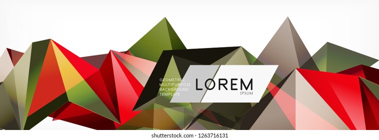 Estilo de arte poligonal triangular 3d. Diseño geométrico futuro. Geometría vectorial, decoración futurista.