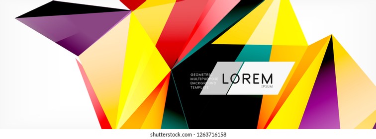 Estilo de arte poligonal triangular 3d. Diseño geométrico futuro. Geometría vectorial, decoración futurista.