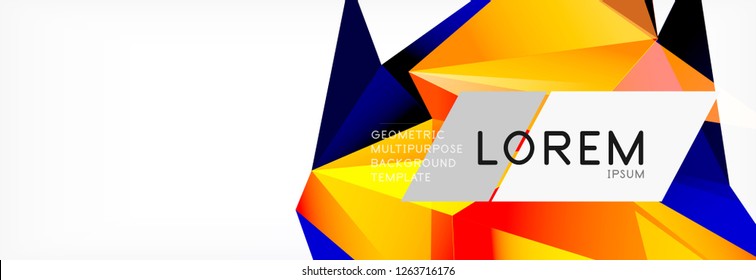 Triangle 3d polygonal art style. Future geometric design. Vector geometry futuristic decoration.