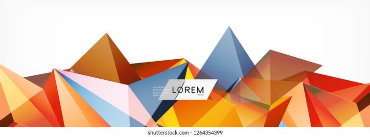 Triangle 3d polygonal art style. Future geometric design. Vector geometry futuristic decoration.