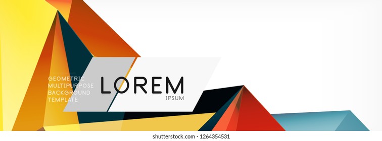 Triangle 3d polygonal art style. Future geometric design. Vector geometry futuristic decoration.