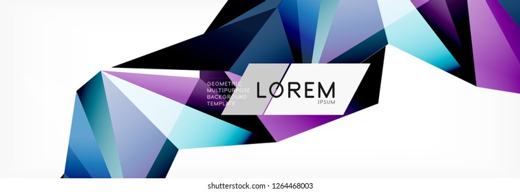 Triangle 3d polygonal art style. Future geometric design. Vector geometry futuristic decoration.