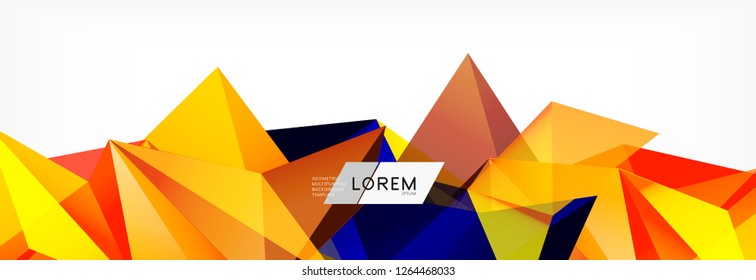 Triangle 3d polygonal art style. Future geometric design. Vector geometry futuristic decoration.