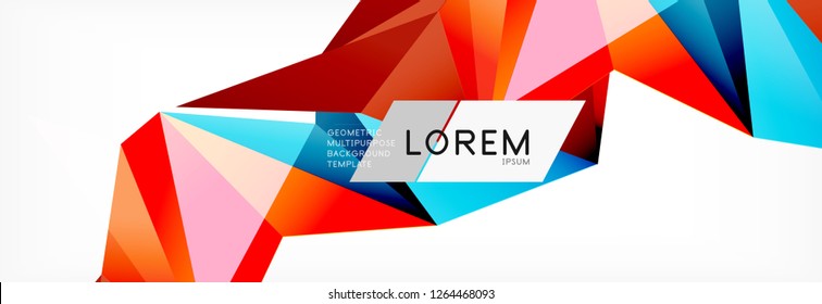 Triangle 3d polygonal art style. Future geometric design. Vector geometry futuristic decoration.