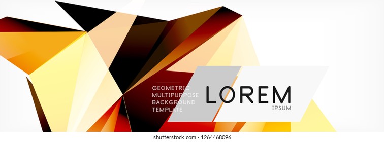 Triangle 3d polygonal art style. Future geometric design. Vector geometry futuristic decoration.