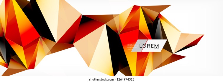 Estilo de arte poligonal triangular 3d. Diseño geométrico futuro. Geometría vectorial, decoración futurista.