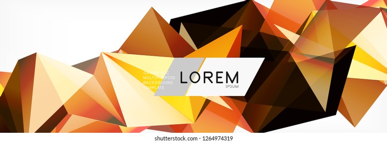 Triangle 3d polygonal art style. Future geometric design. Vector geometry futuristic decoration.