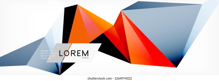 Dreieck 3D-Kunststil. Zukünftiges geometrisches Design. Vektorgeometrie futuristische Dekoration.