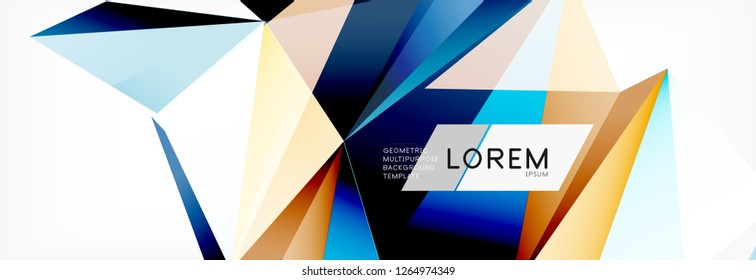 Estilo de arte poligonal triangular 3d. Diseño geométrico futuro. Geometría vectorial, decoración futurista.