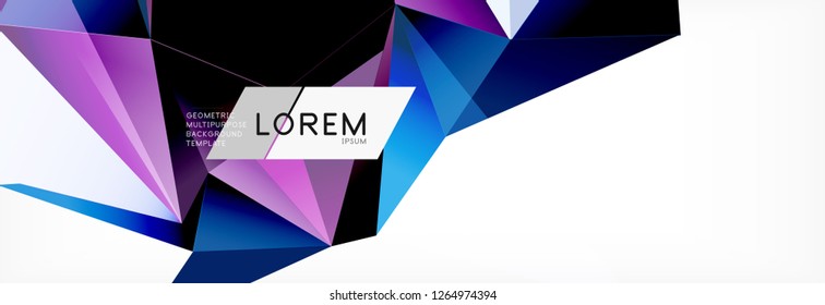 Triangle 3d polygonal art style. Future geometric design. Vector geometry futuristic decoration.