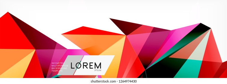 Triangle 3d polygonal art style. Future geometric design. Vector geometry futuristic decoration.