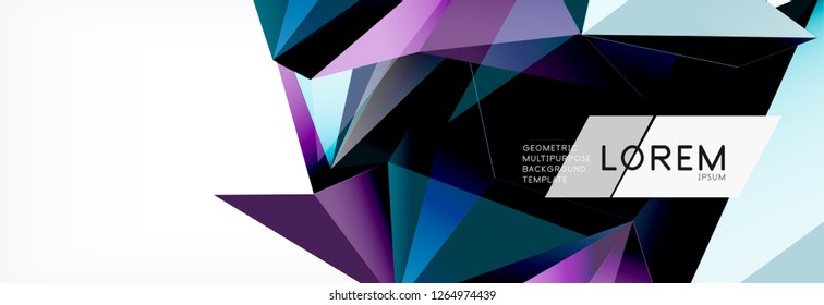 Estilo de arte poligonal triangular 3d. Diseño geométrico futuro. Geometría vectorial, decoración futurista.