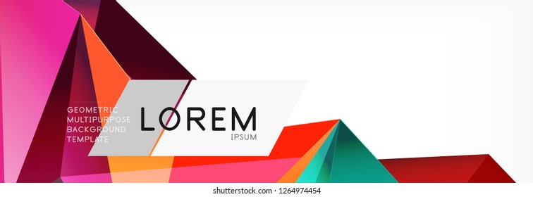 Triangle 3d polygonal art style. Future geometric design. Vector geometry futuristic decoration.