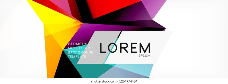 Triangle 3d polygonal art style. Future geometric design. Vector geometry futuristic decoration.