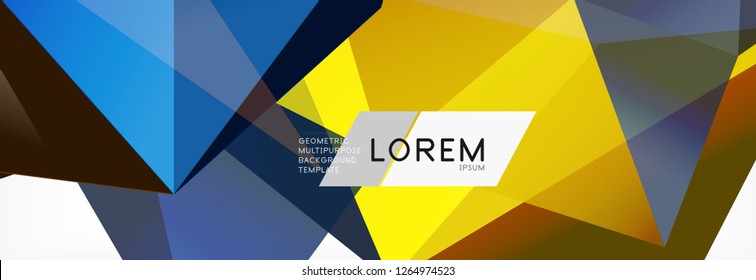 Triangle 3d polygonal art style. Future geometric design. Vector geometry futuristic decoration.