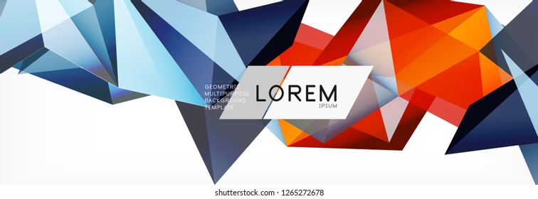 Triangle 3d polygonal art style. Future geometric design. Vector geometry futuristic decoration.