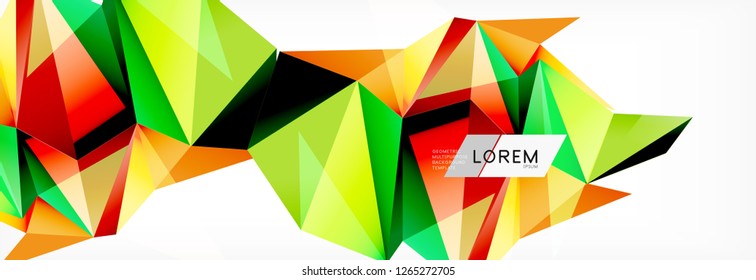 Estilo de arte poligonal triangular 3d. Diseño geométrico futuro. Geometría vectorial, decoración futurista.